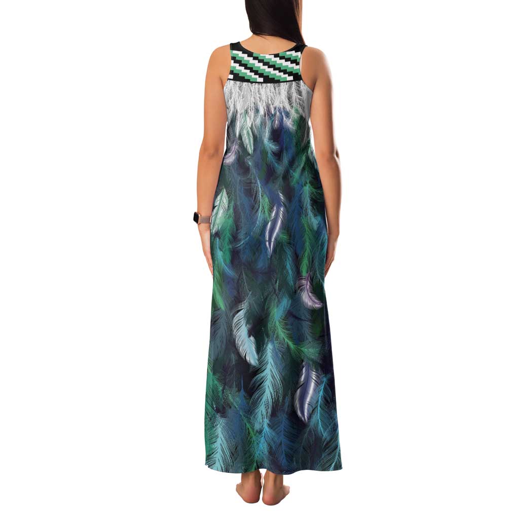 Aotearoa Korowai Motif Tank Maxi Dress Hei Matau Poutama Maori Pattern