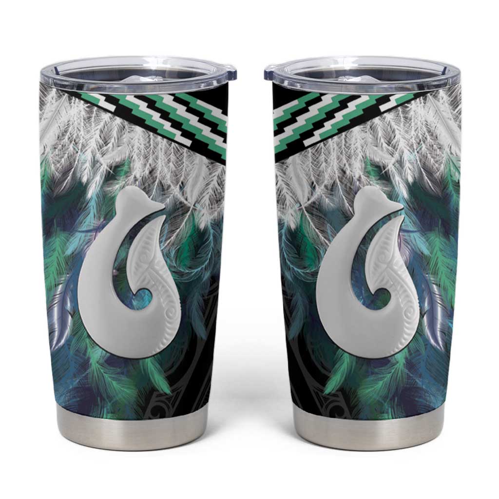 Aotearoa Korowai Motif Tumbler Cup Hei Matau Poutama Maori Pattern LT14 Turquoise - Polynesian Pride
