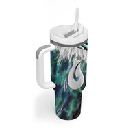 Aotearoa Korowai Motif Tumbler With Handle Hei Matau Poutama Maori Pattern