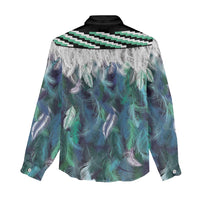 Aotearoa Korowai Motif Women Casual Shirt Hei Matau Poutama Maori Pattern