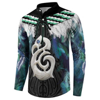 Aotearoa Korowai Motif Button Sweatshirt Hei Manaia Poutama Maori Pattern