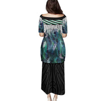 Aotearoa Korowai Motif Family Matching Puletasi and Hawaiian Shirt Hei Manaia Poutama Maori Pattern LT14 - Polynesian Pride