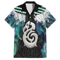 Aotearoa Korowai Motif Family Matching Summer Maxi Dress and Hawaiian Shirt Hei Manaia Poutama Maori Pattern LT14 Dad's Shirt - Short Sleeve Turquoise - Polynesian Pride