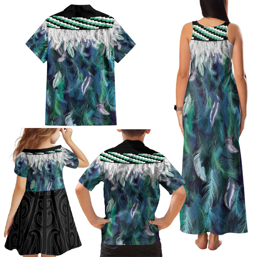 Aotearoa Korowai Motif Family Matching Tank Maxi Dress and Hawaiian Shirt Hei Manaia Poutama Maori Pattern LT14 - Polynesian Pride
