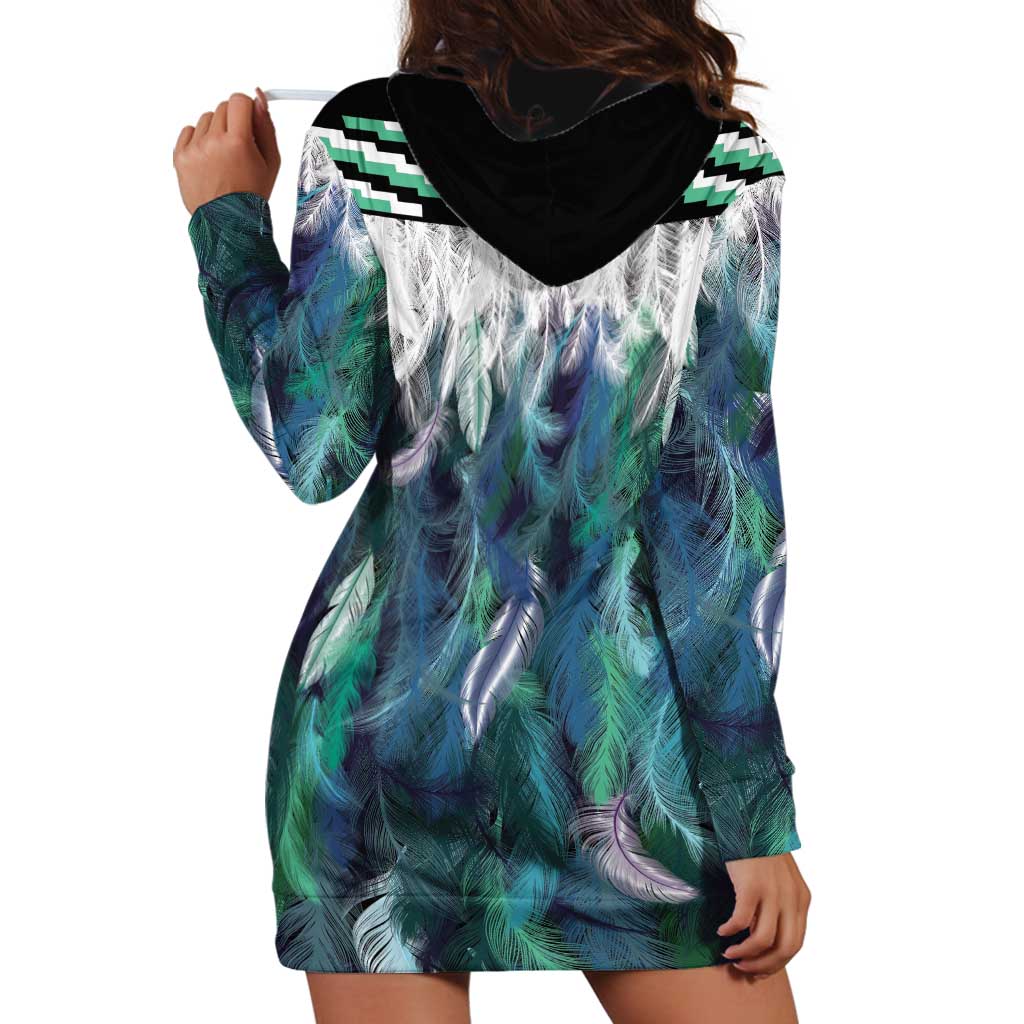 Aotearoa Korowai Motif Hoodie Dress Hei Manaia Poutama Maori Pattern