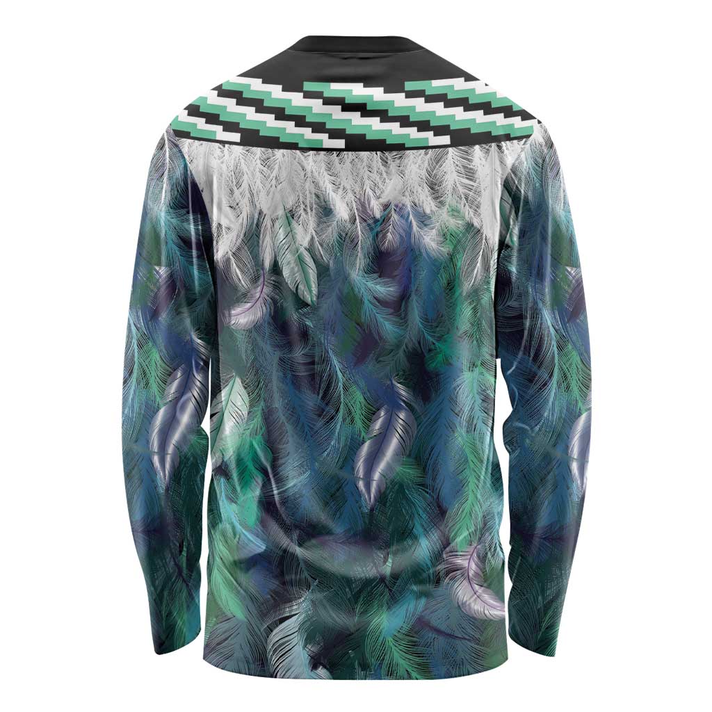Aotearoa Korowai Motif Long Sleeve Shirt Hei Manaia Poutama Maori Pattern