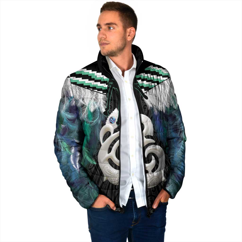 Aotearoa Korowai Motif Padded Jacket Hei Manaia Poutama Maori Pattern - Polynesian Pride