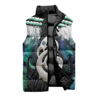 Aotearoa Korowai Motif Sleeveless Puffer Jacket Hei Manaia Poutama Maori Pattern - Polynesian Pride
