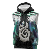 Aotearoa Korowai Motif Sleeveless Zip Hoodie Hei Manaia Poutama Maori Pattern LT14