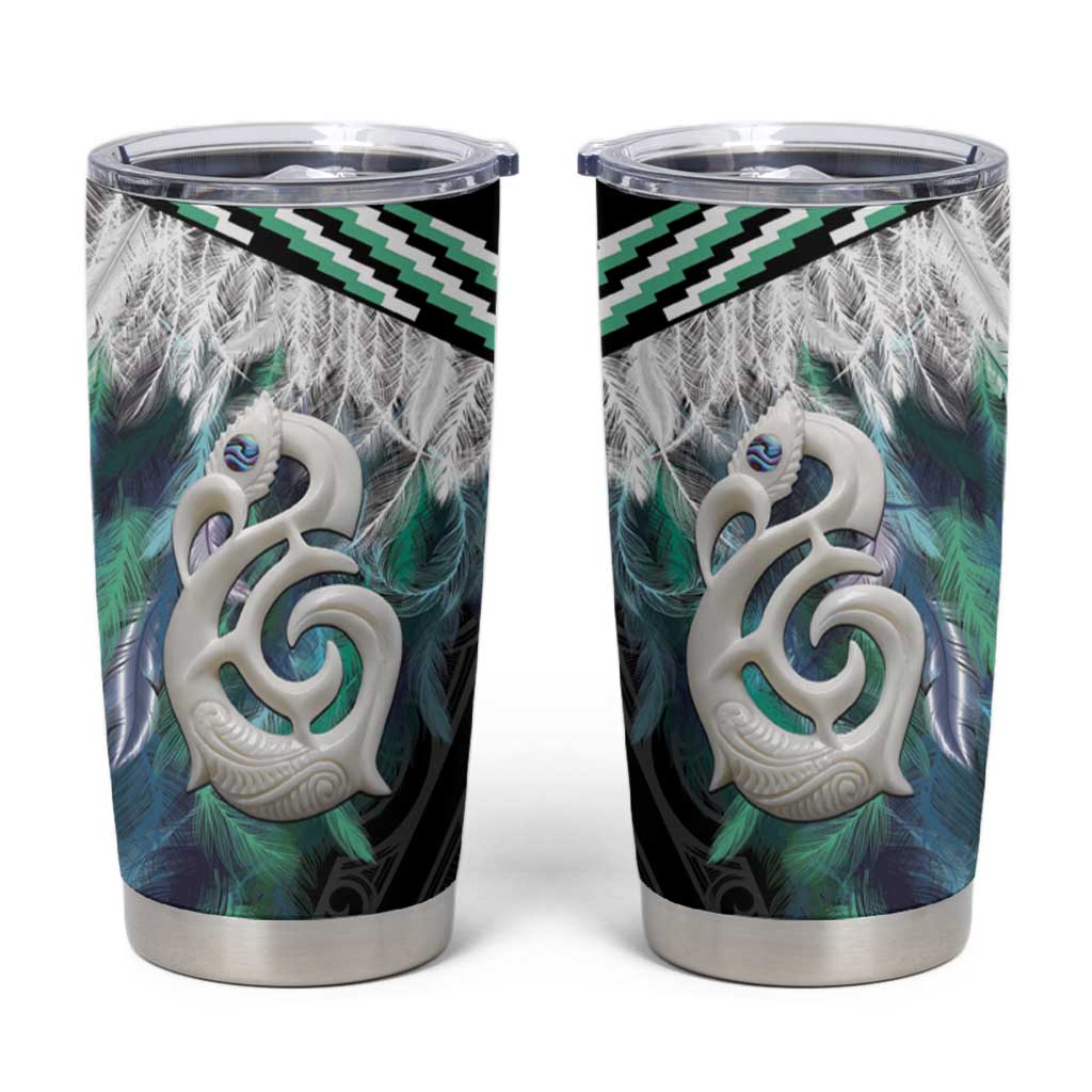 Aotearoa Korowai Motif Tumbler Cup Hei Manaia Poutama Maori Pattern LT14 Turquoise - Polynesian Pride
