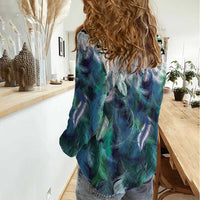 Aotearoa Korowai Motif Women Casual Shirt Hei Manaia Poutama Maori Pattern