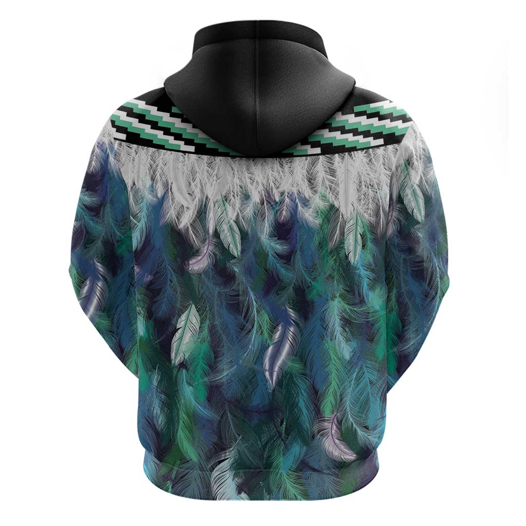 Aotearoa Korowai Motif Zip Hoodie Hei Manaia Poutama Maori Pattern