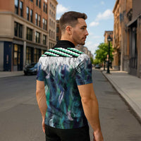 Aotearoa Korowai Motif Zipper Polo Shirt Hei Manaia Poutama Maori Pattern - Polynesian Pride