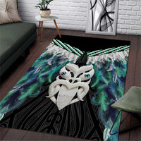 Aotearoa Korowai Motif Area Rug Maori Wheku Poutama LT14 Turquoise - Polynesian Pride