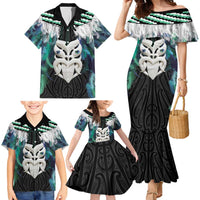 Aotearoa Korowai Motif Family Matching Mermaid Dress and Hawaiian Shirt Maori Wheku Poutama LT14 - Polynesian Pride