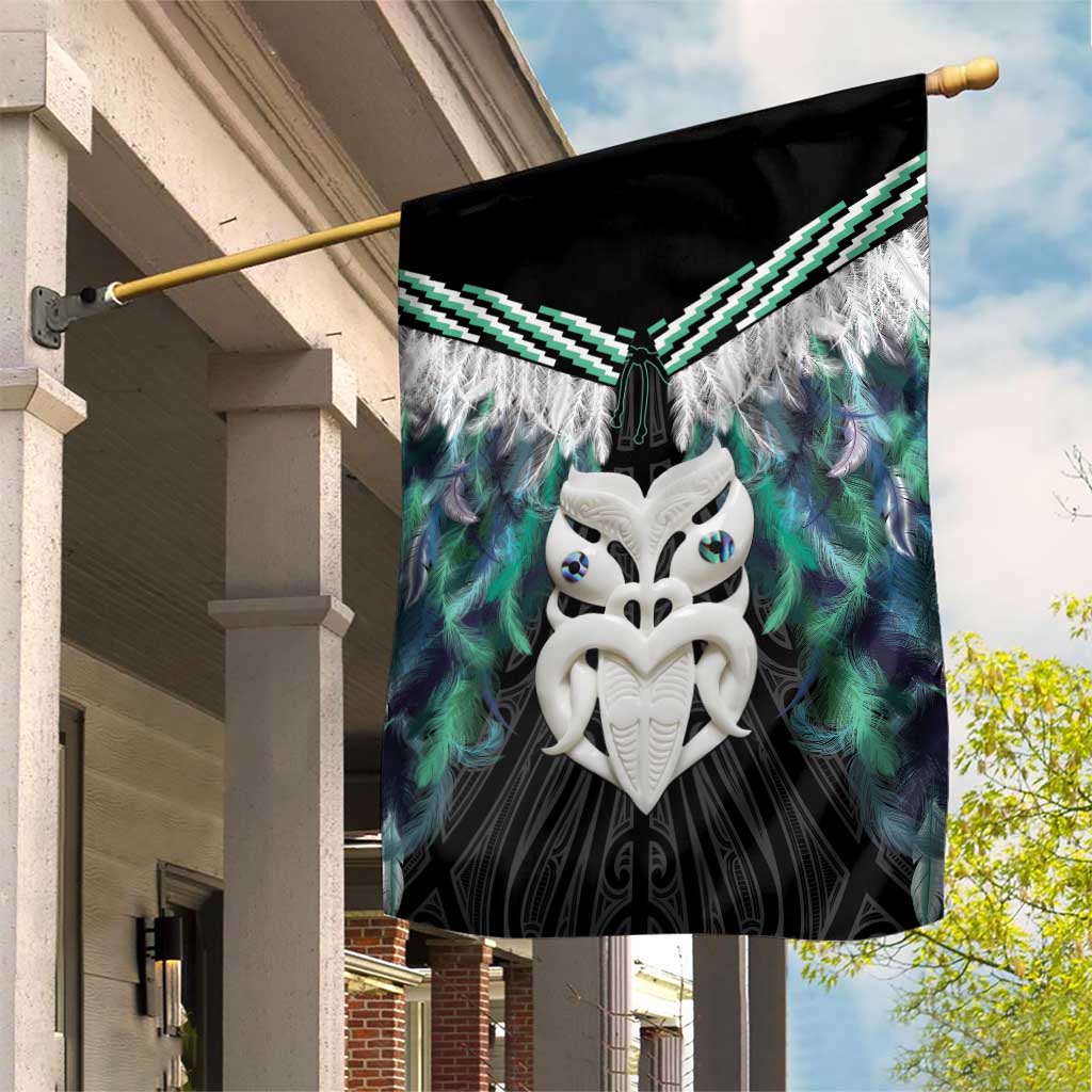 Aotearoa Korowai Motif Garden Flag Maori Wheku Poutama LT14 House Flag Turquoise - Polynesian Pride