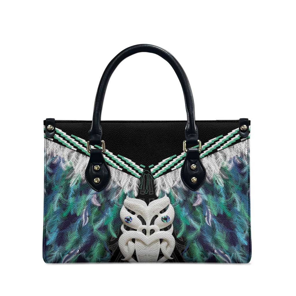 Aotearoa Korowai Motif Leather Bag Maori Wheku Poutama - Polynesian Pride