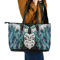 Aotearoa Korowai Motif Leather Tote Bag Maori Wheku Poutama