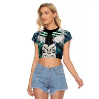 Aotearoa Korowai Motif Raglan Cropped T Shirt Maori Wheku Poutama