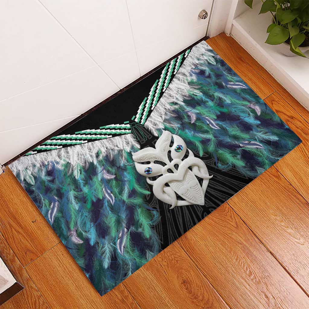 Aotearoa Korowai Motif Rubber Doormat Maori Wheku Poutama