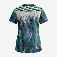 Aotearoa Korowai Motif Scrub Top Maori Wheku Poutama - Polynesian Pride