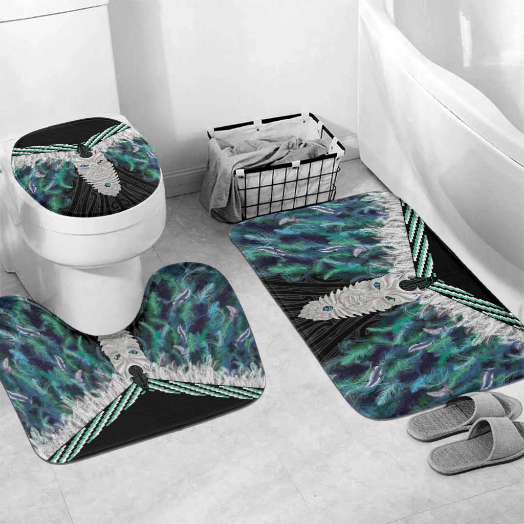 Aotearoa Korowai Motif Bathroom Set Maori Tane Poutama LT14 Mat Set Only (3 pcs) One Size Turquoise - Polynesian Pride