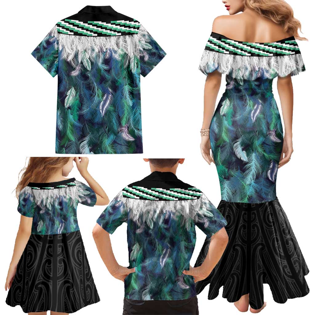 Aotearoa Korowai Motif Family Matching Mermaid Dress and Hawaiian Shirt Maori Tane Poutama LT14 - Polynesian Pride