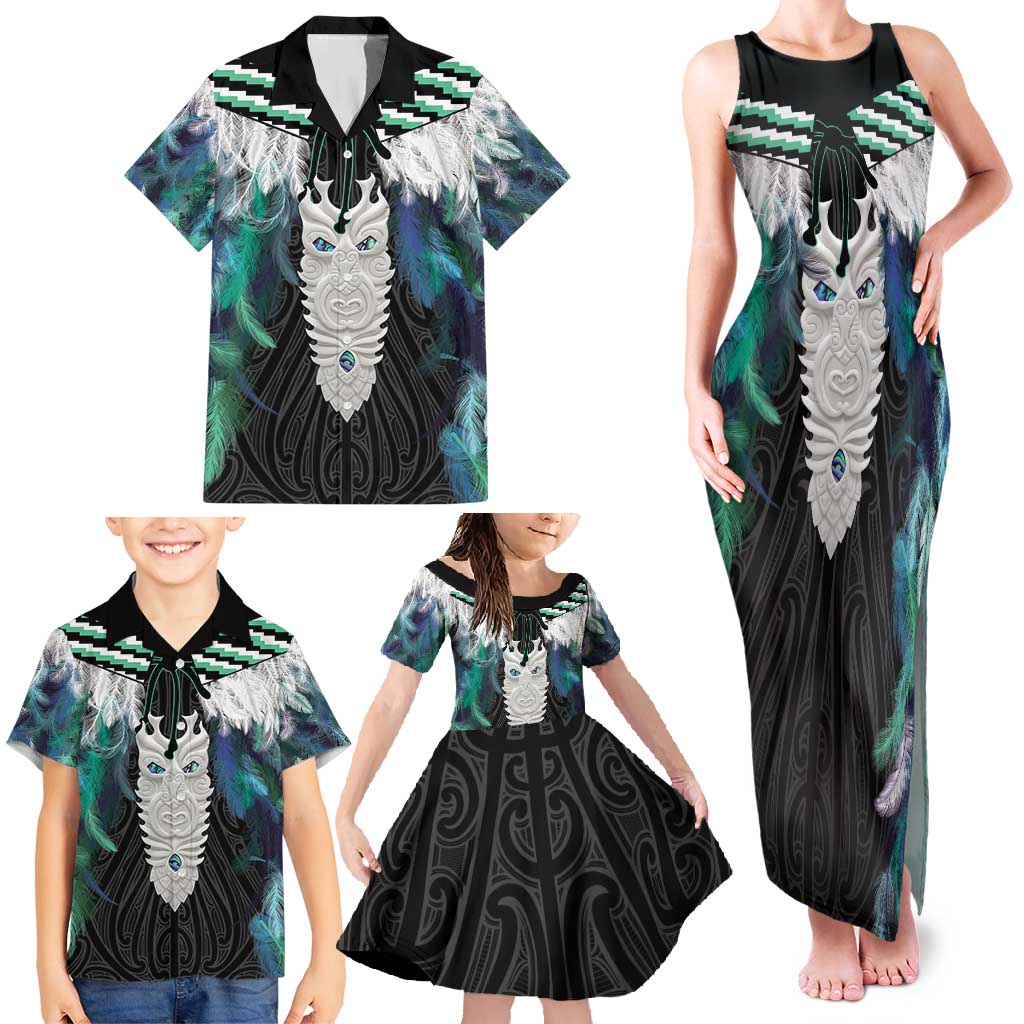 Aotearoa Korowai Motif Family Matching Tank Maxi Dress and Hawaiian Shirt Maori Tane Poutama LT14 - Polynesian Pride