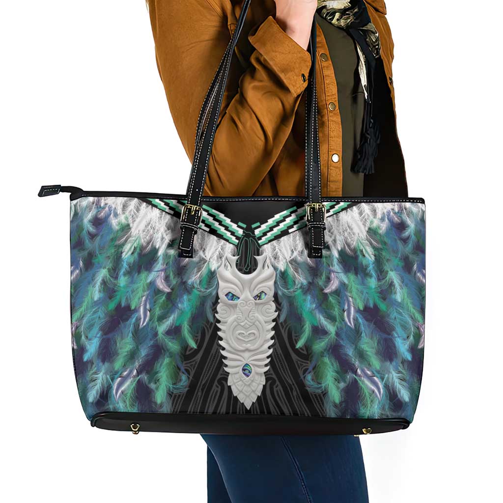 Aotearoa Korowai Motif Leather Tote Bag Maori Tane Poutama LT14 - Polynesian Pride