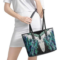 Aotearoa Korowai Motif Leather Tote Bag Maori Tane Poutama LT14 - Polynesian Pride