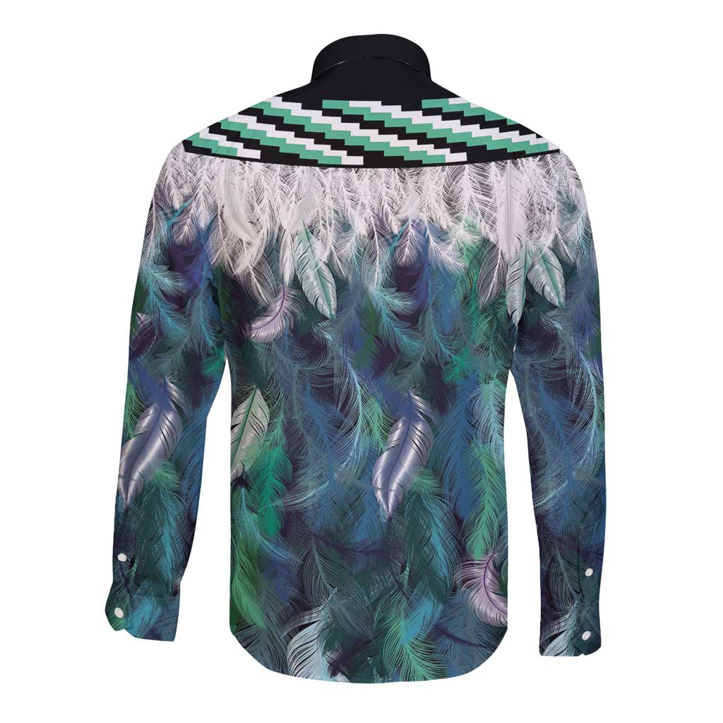 Aotearoa Korowai Motif Long Sleeve Button Shirt Maori Tane Poutama