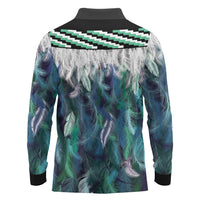 Aotearoa Korowai Motif Long Sleeve Polo Shirt Maori Tane Poutama