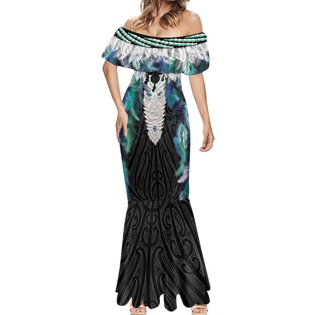 Aotearoa Korowai Motif Mermaid Dress Maori Tane Poutama