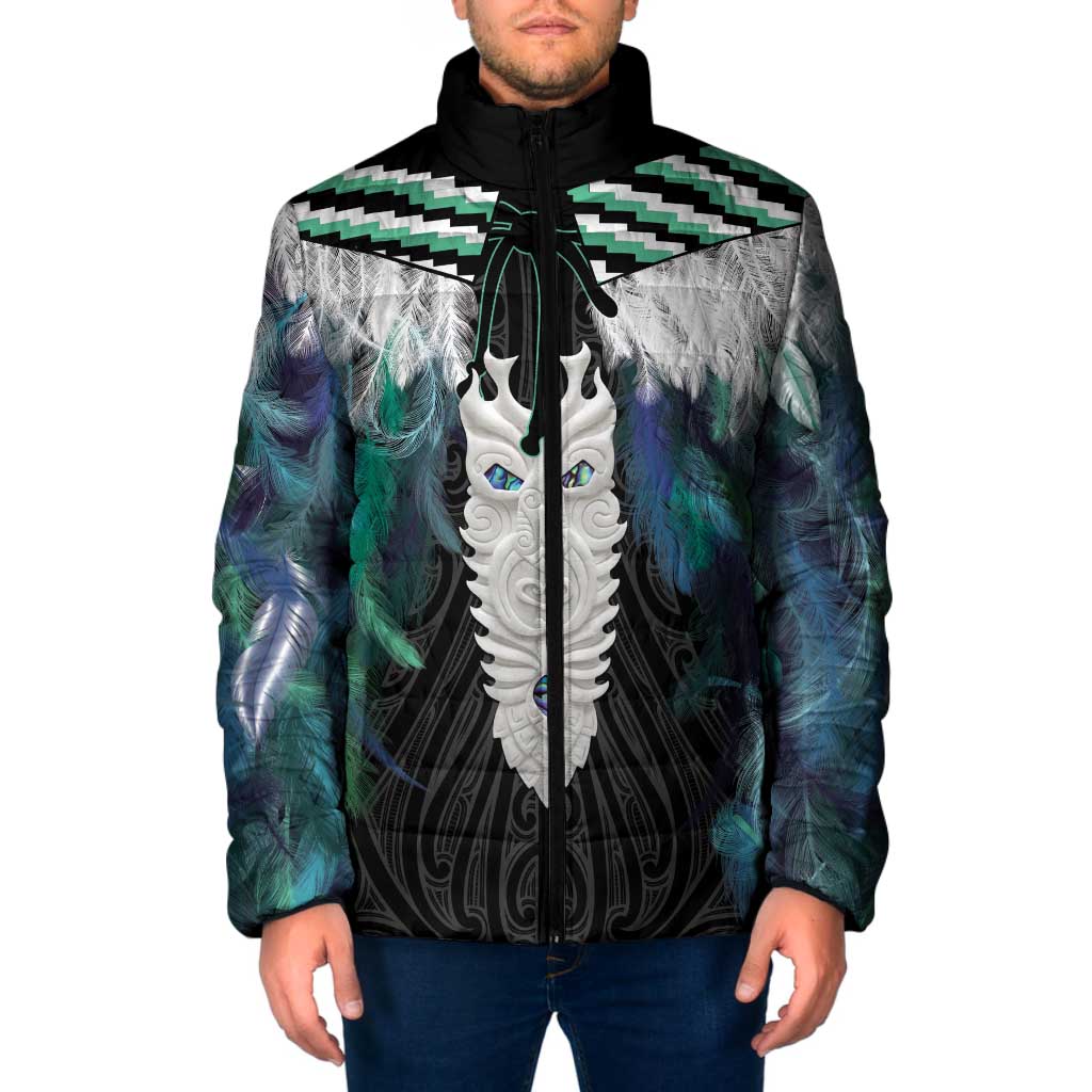 Aotearoa Korowai Motif Padded Jacket Maori Tane Poutama - Polynesian Pride