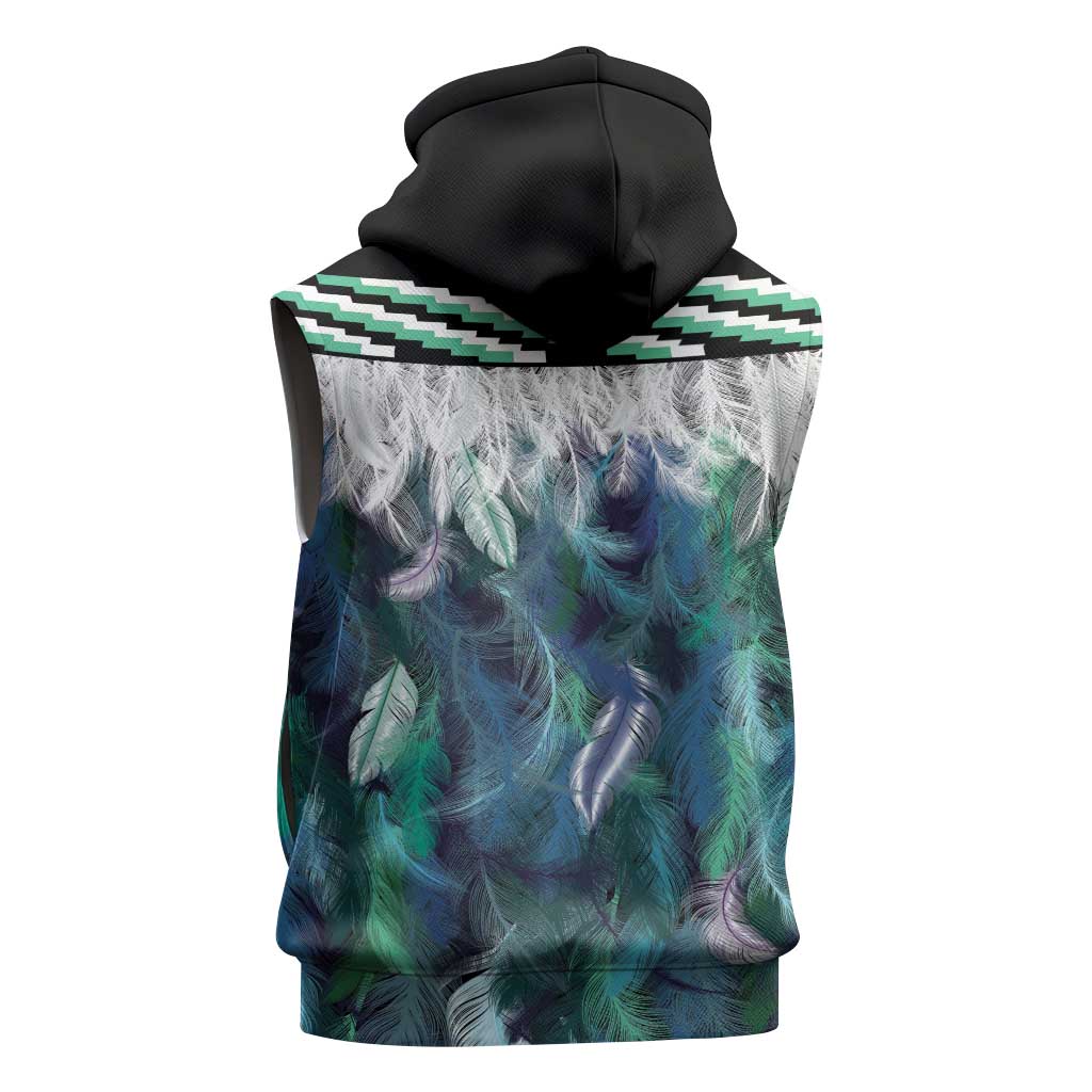 Aotearoa Korowai Motif Sleeveless Zip Hoodie Maori Tane Poutama LT14