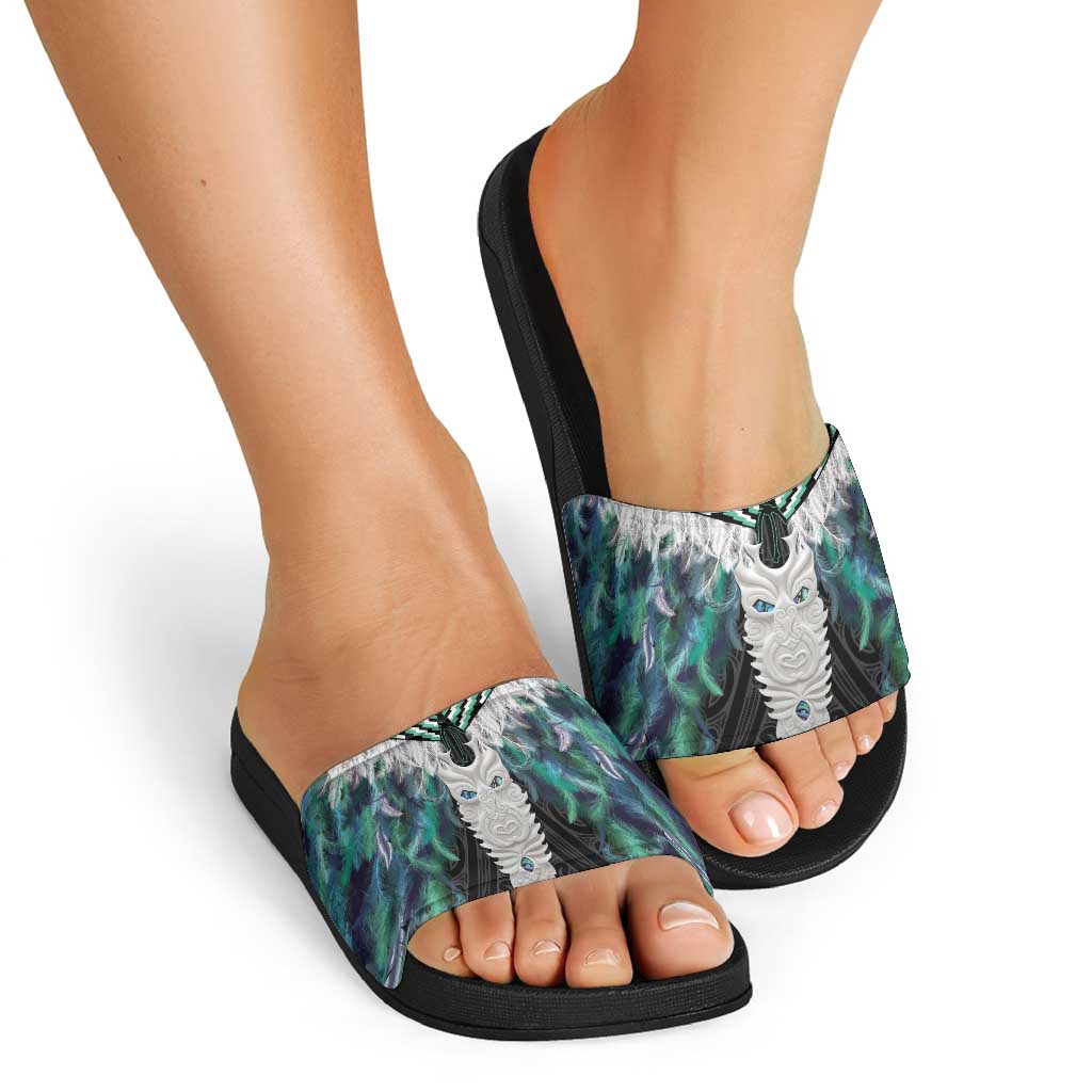 Aotearoa Korowai Motif Slide Sandals Maori Tane Poutama - Polynesian Pride