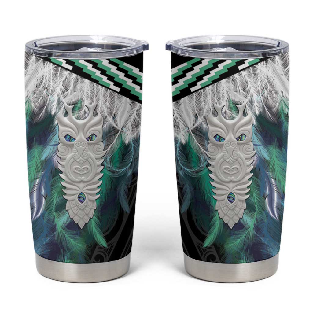 Aotearoa Korowai Motif Tumbler Cup Maori Tane Poutama LT14 Turquoise - Polynesian Pride