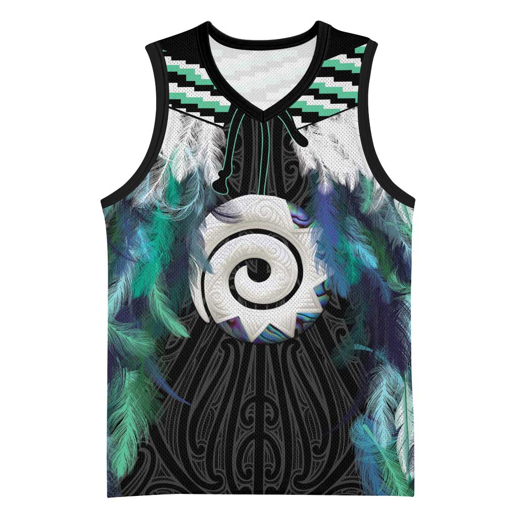Aotearoa Korowai Motif Basketball Jersey Maori Koru Poutama - Polynesian Pride