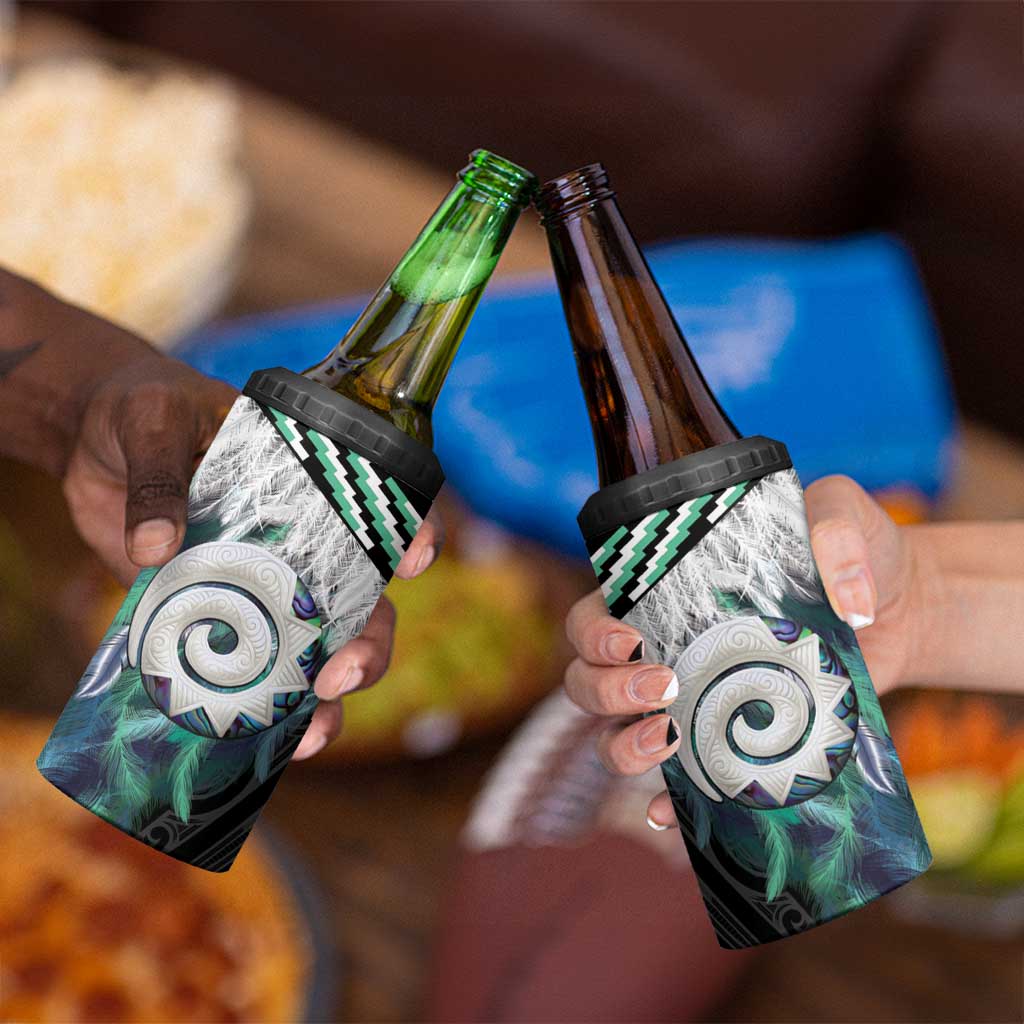 Aotearoa Korowai Motif 4 in 1 Can Cooler Tumbler Maori Koru Poutama