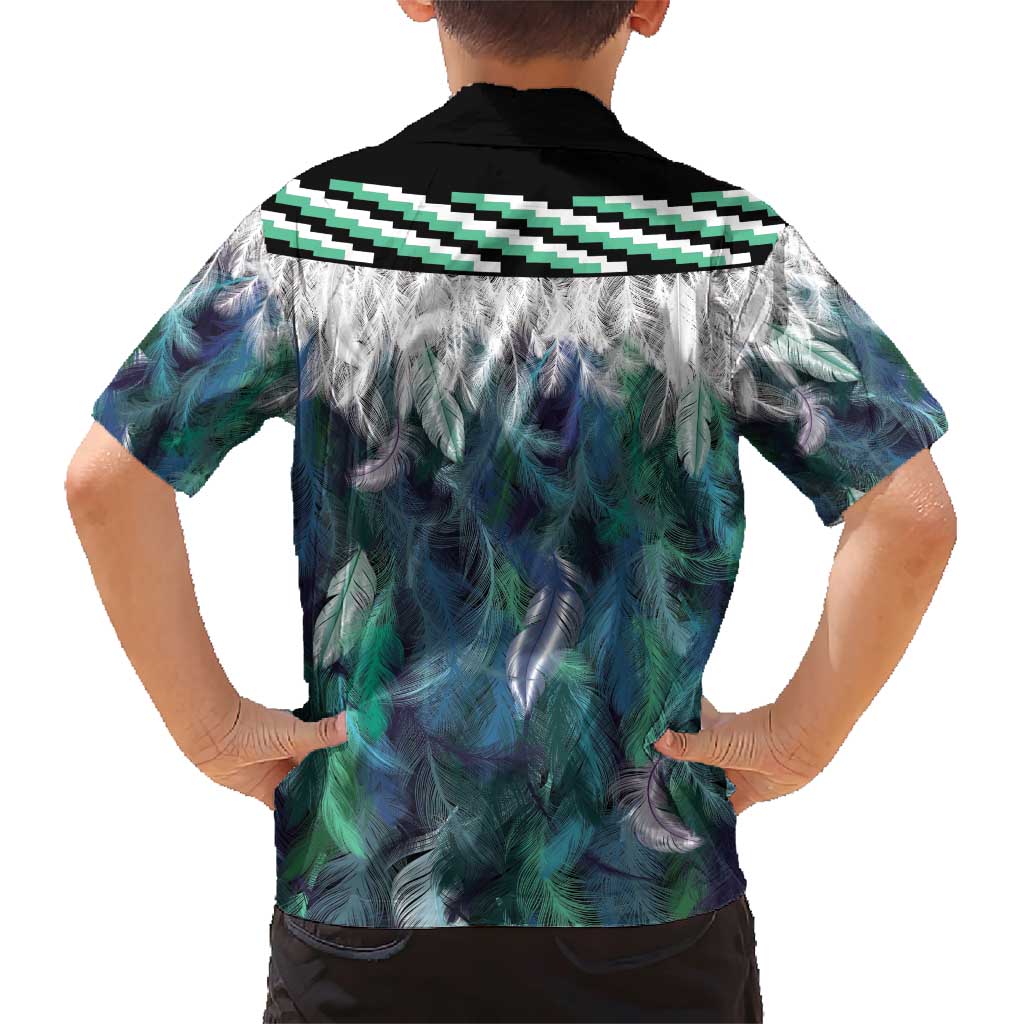 Aotearoa Korowai Motif Family Matching Short Sleeve Bodycon Dress and Hawaiian Shirt Maori Koru Poutama LT14 - Polynesian Pride