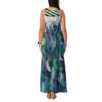 Aotearoa Korowai Motif Family Matching Tank Maxi Dress and Hawaiian Shirt Maori Koru Poutama LT14 - Polynesian Pride