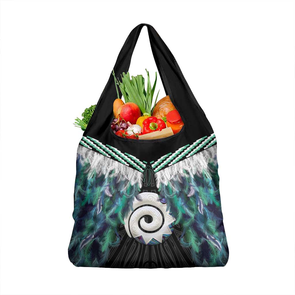 Aotearoa Korowai Motif Grocery Bag Maori Koru Poutama LT14 1-pack One Size Turquoise - Polynesian Pride
