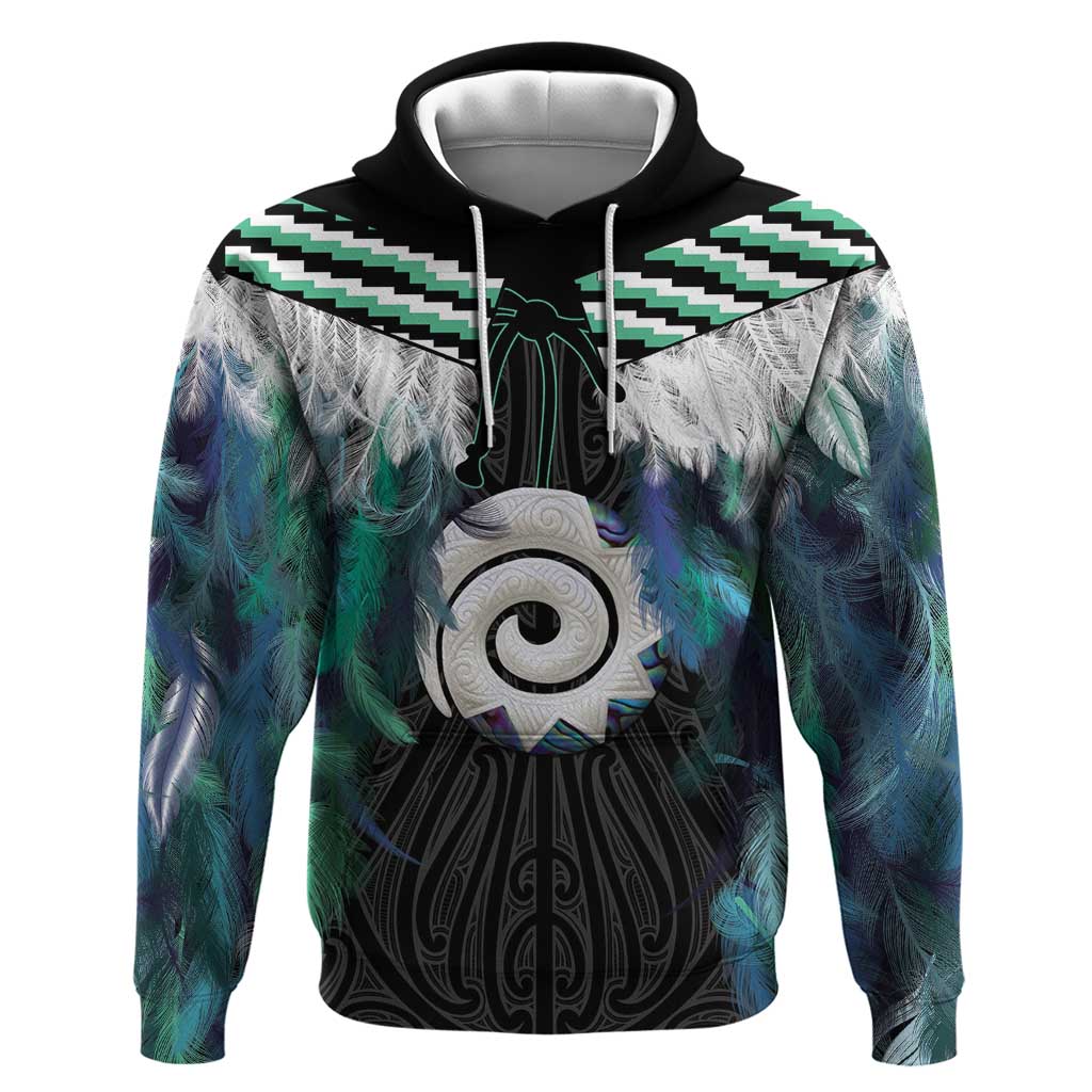 Aotearoa Korowai Motif Hoodie Maori Koru Poutama LT14 Pullover Hoodie Turquoise - Polynesian Pride