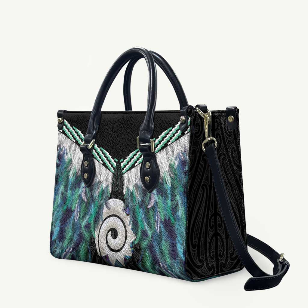 Aotearoa Korowai Motif Leather Bag Maori Koru Poutama LT14 Turquoise - Polynesian Pride