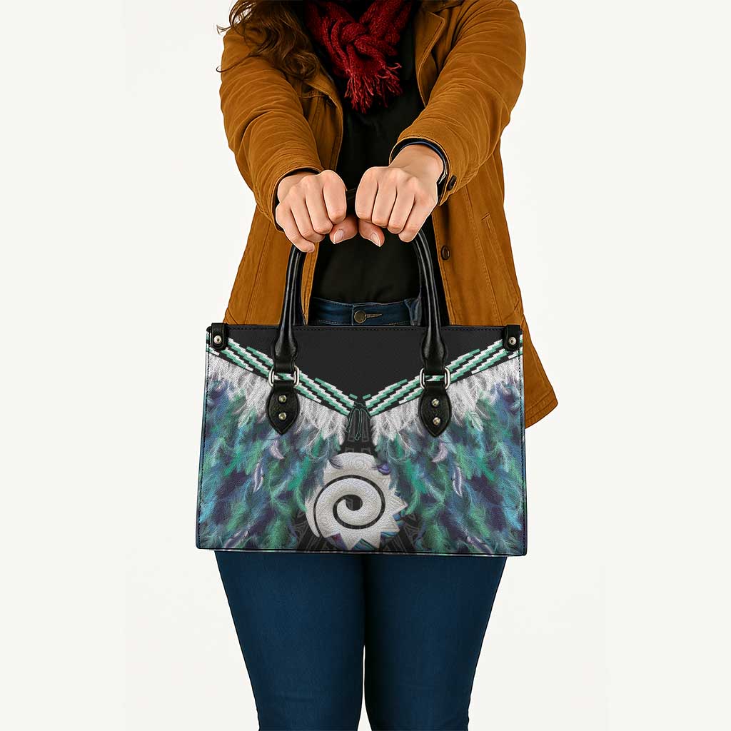 Aotearoa Korowai Motif Leather Bag Maori Koru Poutama LT14 - Polynesian Pride