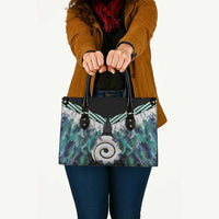 Aotearoa Korowai Motif Leather Bag Maori Koru Poutama LT14 - Polynesian Pride