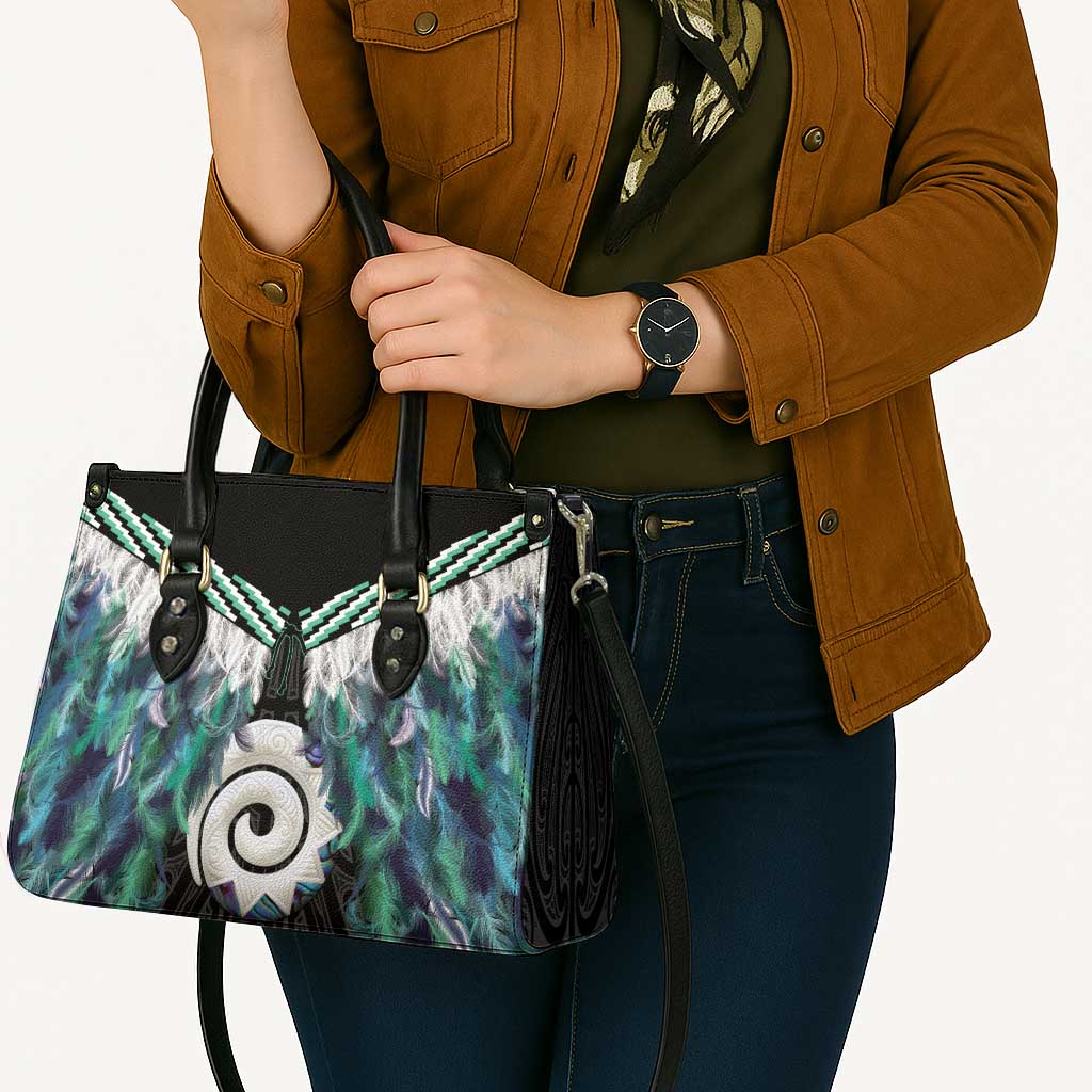 Aotearoa Korowai Motif Leather Bag Maori Koru Poutama LT14 - Polynesian Pride