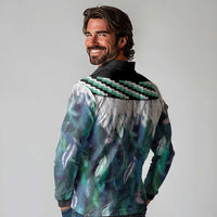 Aotearoa Korowai Motif Long Sleeve Polo Shirt Maori Koru Poutama