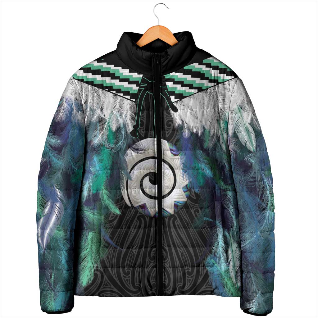 Aotearoa Korowai Motif Padded Jacket Maori Koru Poutama - Polynesian Pride