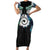 Aotearoa Korowai Motif Short Sleeve Bodycon Dress Maori Koru Poutama